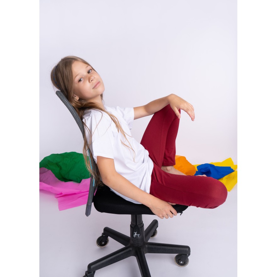 Bordowe LEGGINSY Z KIESZENIAMI długie bawełniane getry dziewczęce