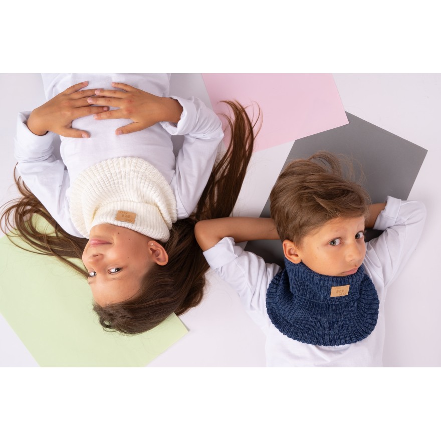 Merino komin ecru dziecięcy 100% wełna one size jesień zima