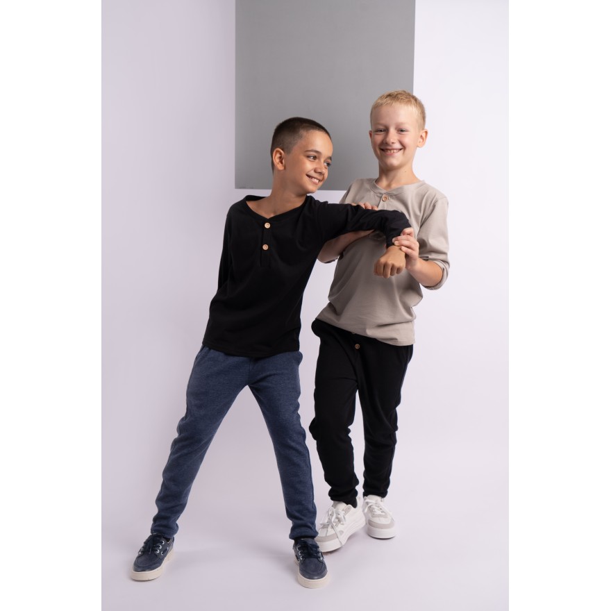 Czarna chłopięca bluzka KOSZULKA Z GUZIKAMI elegancka długi rękaw szkoła