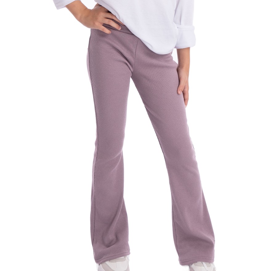 Lila SPODNIE legginsy FLARE getry rozszerzane dzwony PRĄŻEK regulowane w pasie