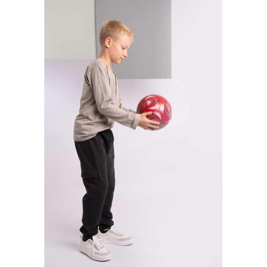 Czarne SPODNIE BOJÓWKI dresowe z kieszeniami dresówka PĘTELKA regulowane w pasie