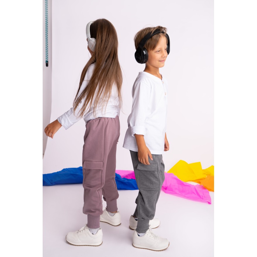 Lila spodnie BOJÓWKI ocieplane NA MESZKU z kieszeniami regulowane w pasie