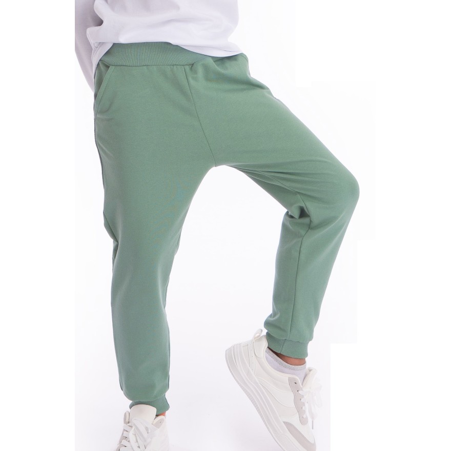 Szałwia SPODNIE DRESOWE dresówka PĘTELKA gładkie regulowane w pasie