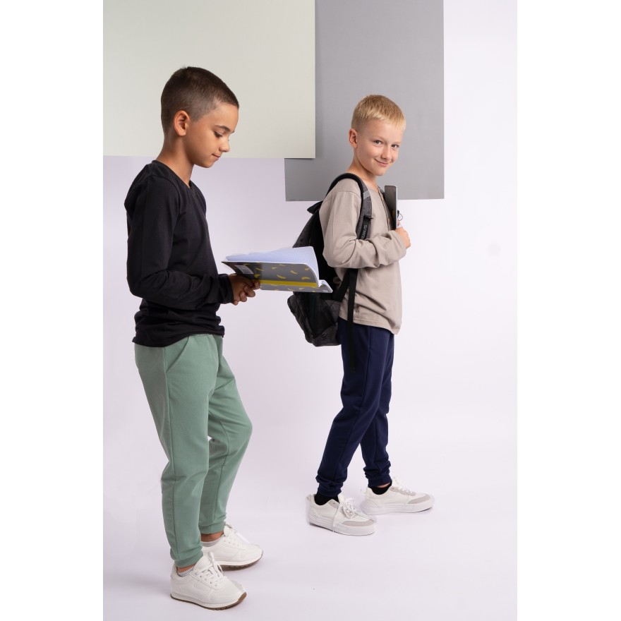 Granatowe SPODNIE DRESOWE dresówka PĘTELKA gładkie regulowane w pasie