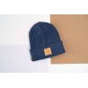 Merino czapka jeans 100% wełna podwijana jesień zima