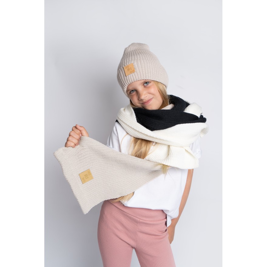 Merino szalik czarny 100% wełna szal uniwersalny jesień zima