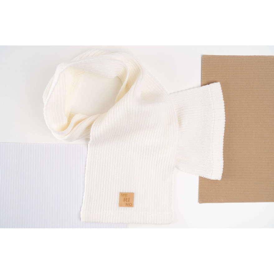 Merino szalik ecru 100% wełna szal uniwersalny jesień zima