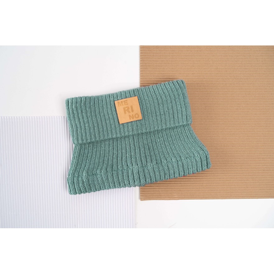 Merino komin szałwia dziecięcy 100% wełna one size jesień zima