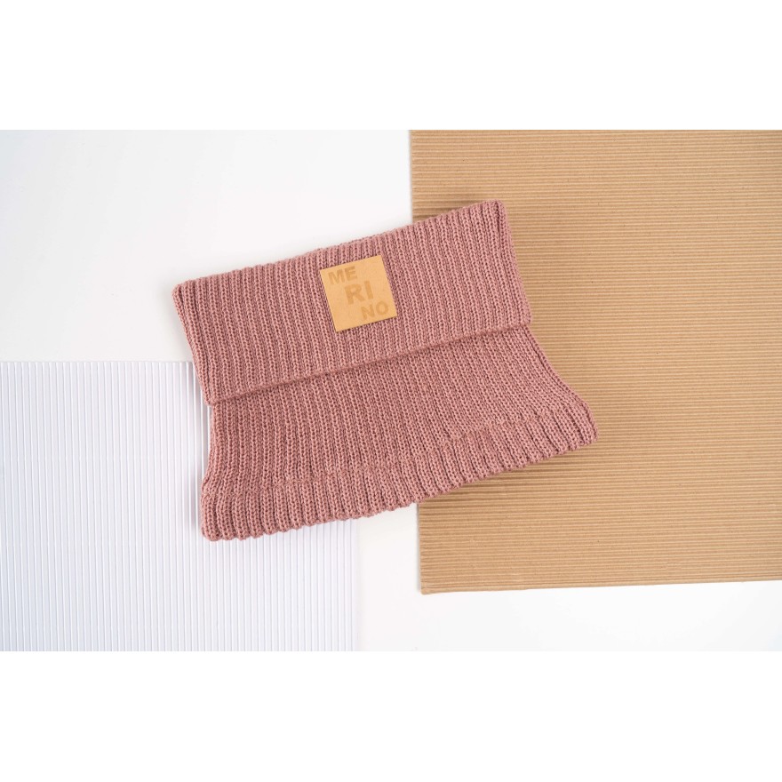 Merino komin różowy dziecięcy 100% wełna one size jesień zima