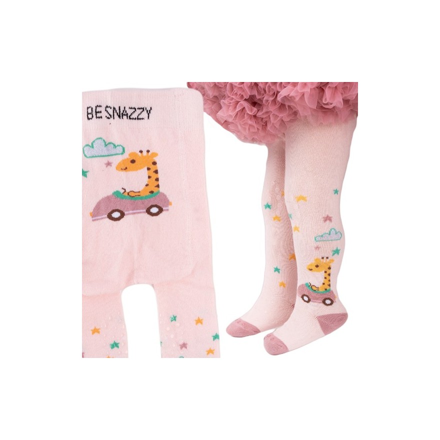 RAJSTOPY do RACZKOWANIA 3x ABS różowe z żyrafą wzór 697