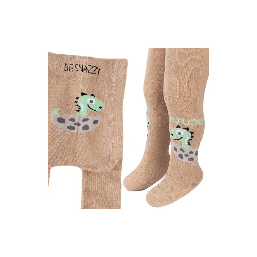 RAJSTOPY do RACZKOWANIA 3x ABS beżowe z dinozaurem wzór 692