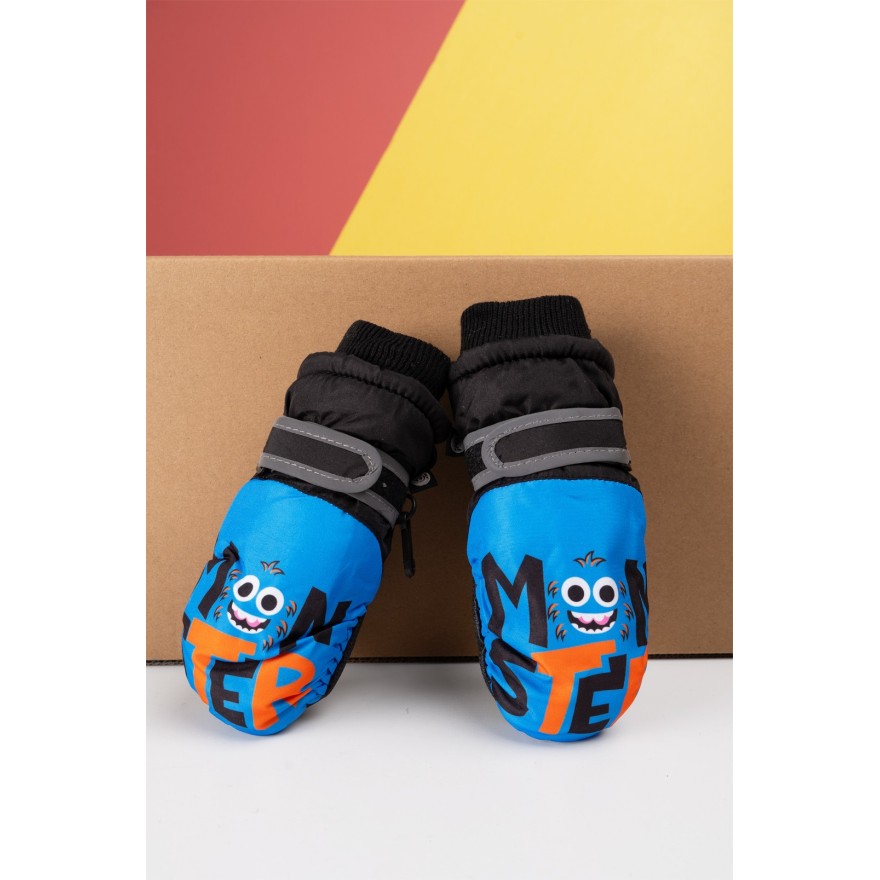 Niebiesko- czarne rękawiczki narciarskie 1P MONSTER r.98-116
