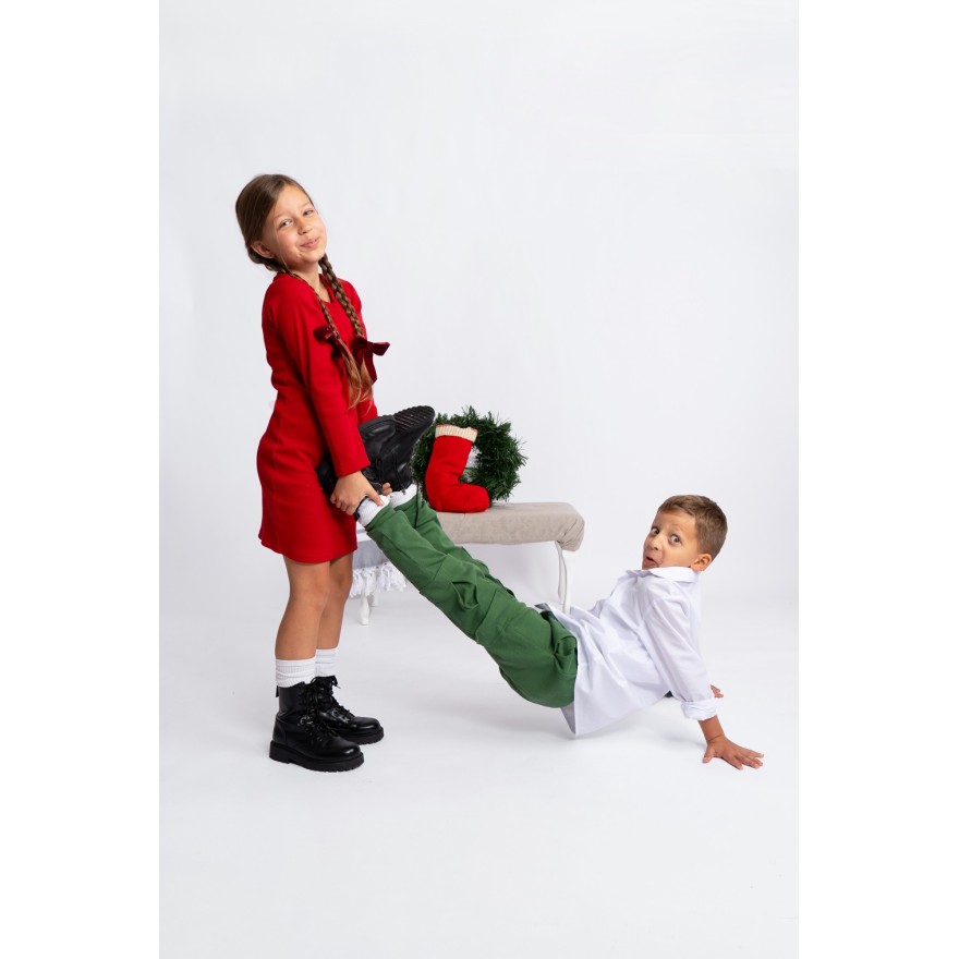 Czerwona SUKIENKA ołówkowa bawełniana z prążka dopasowana długi rękaw prążek święta