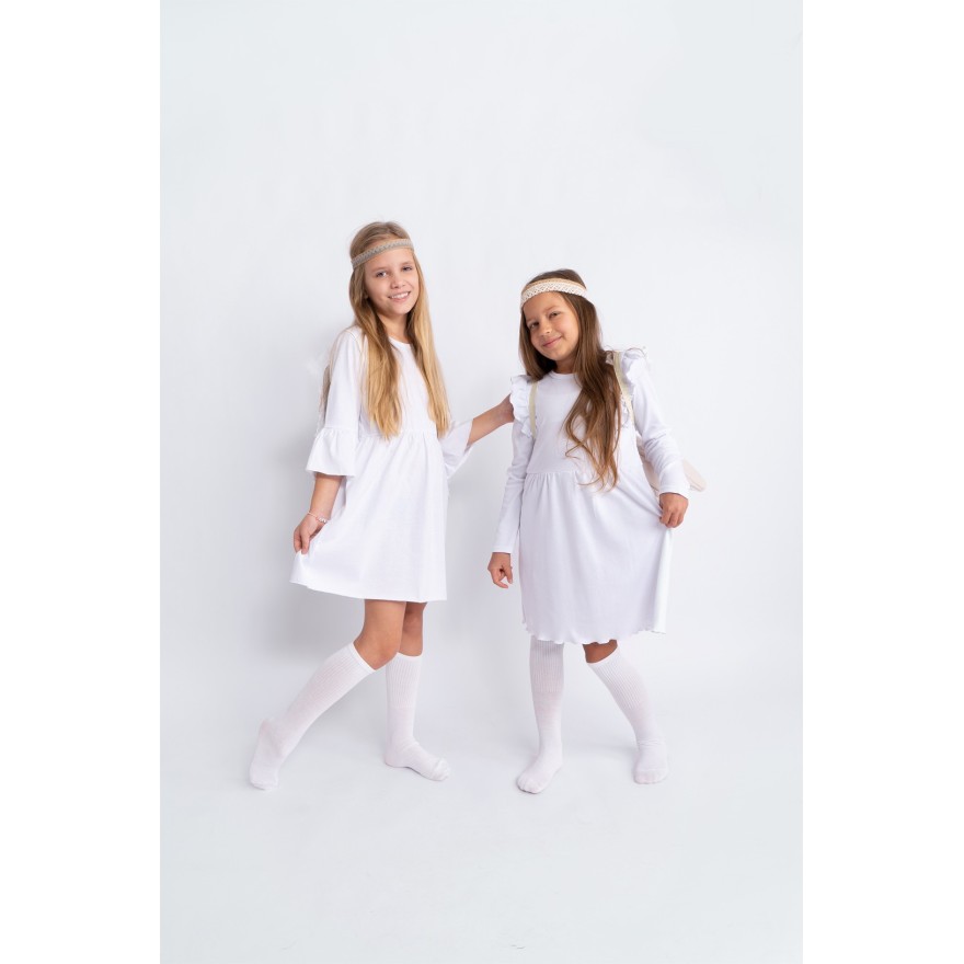 Biała SUKIENKA IGA z falbanką przy rękawach komunia pokomunijna święta