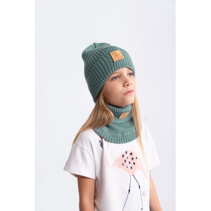 Merino komin szałwia dziecięcy 100% wełna one size jesień zima