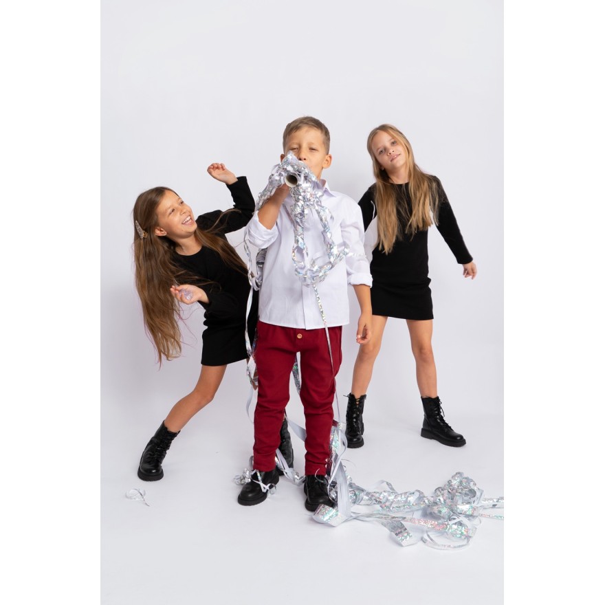 Biała koszula z długim rękawem elegancka z kryta plisą szkoła komunia święta