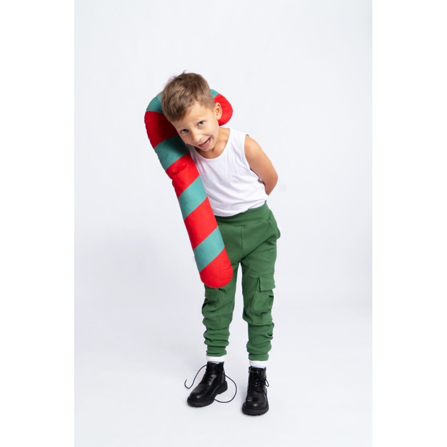 Khaki BOJÓWKI z kieszeniami spodnie bawełniane PRĄŻEK regulowane w pasie