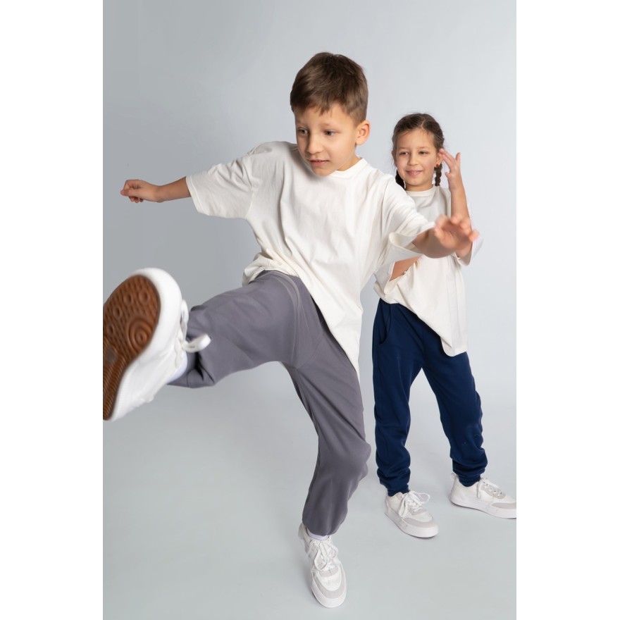 Granatowe spodnie bawełniane lekkie regulowane w pasie bezuciskowe NEON FRESH