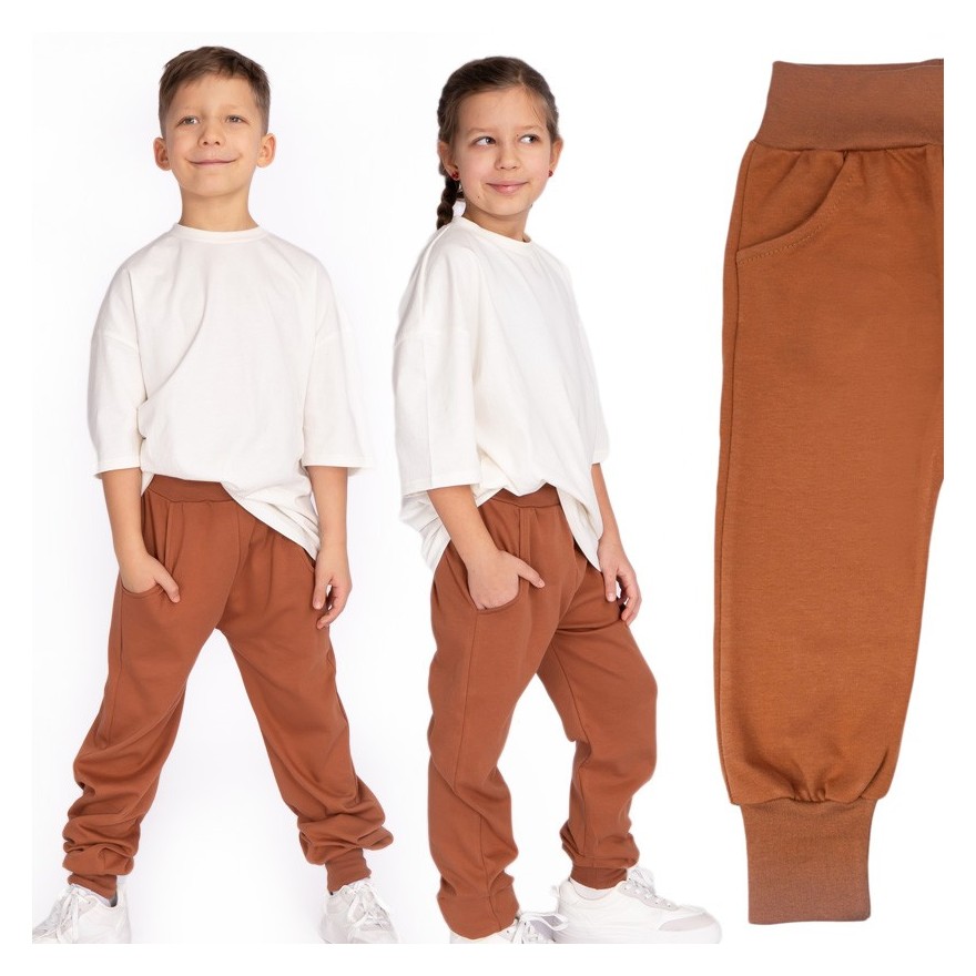 Brązowe spodnie bawełniane lekkie regulowane w pasie bezuciskowe NEON FRESH