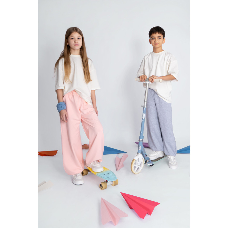 Szare SPODNIE VIBE dresowe szerokie ze ściągaczem dresówka PĘTELKA regulowane w pasie