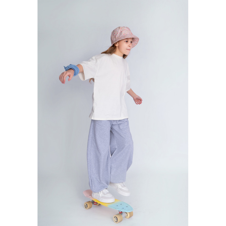 Szare SPODNIE VIBE dresowe szerokie ze ściągaczem dresówka PĘTELKA regulowane w pasie