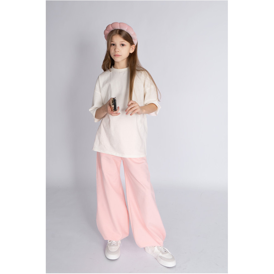 Różowe SPODNIE VIBE dresowe szerokie ze ściągaczem dresówka PĘTELKA regulowane w pasie