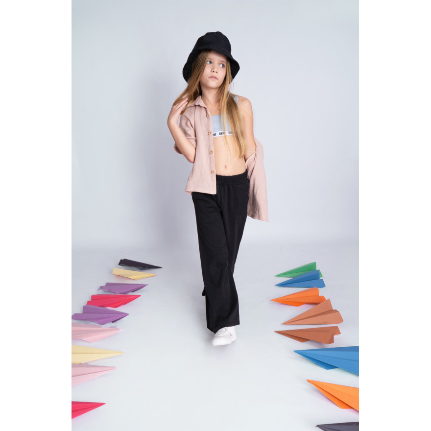 Czarne SPODNIE LOOSE dresowe szerokie luźne dresówka PĘTELKA regulowane w pasie