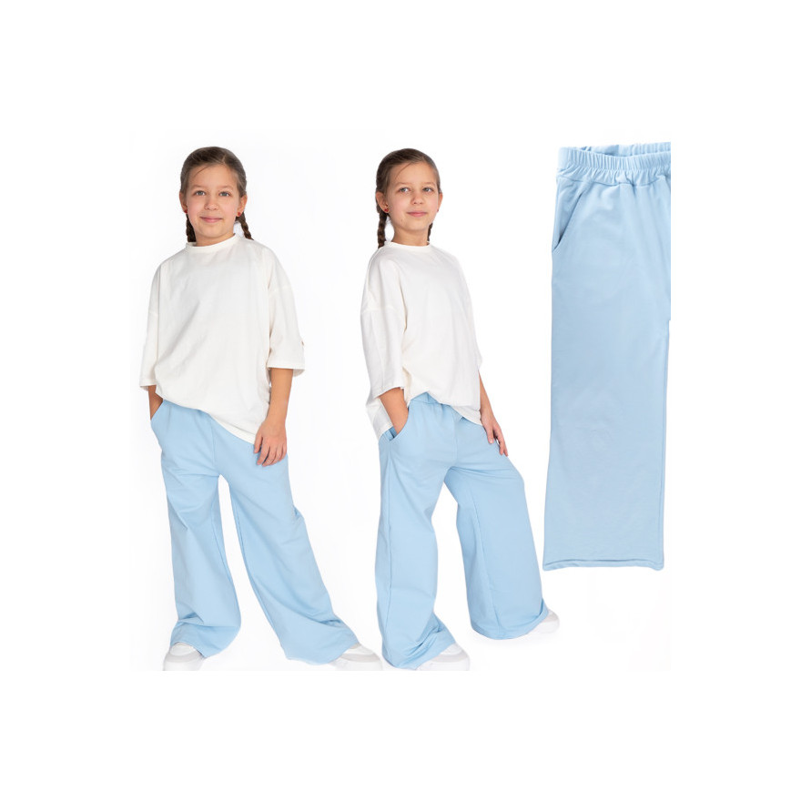 Baby blue niebieskie SPODNIE LOOSE dresowe szerokie luźne dresówka PĘTELKA regulowane w pasie