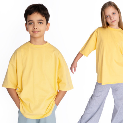 Żółta KOSZULKA OVERSIZE t-shirt krótki rękaw