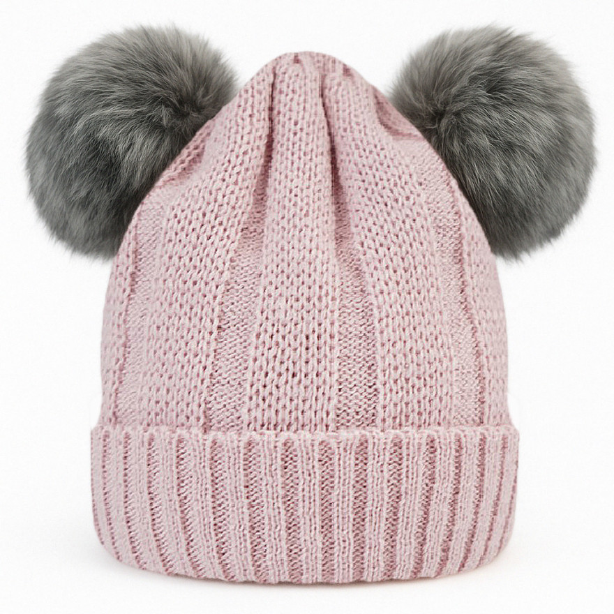 Brudny róż czapka zimowa dziewiarska