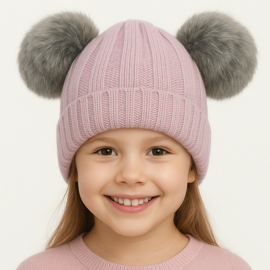 Brudny róż czapka zimowa dziewiarska