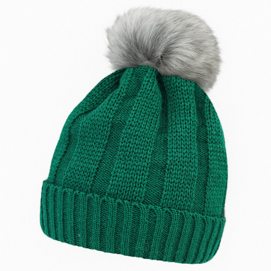Butelkowa zieleń czapka zimowa dziewiarska