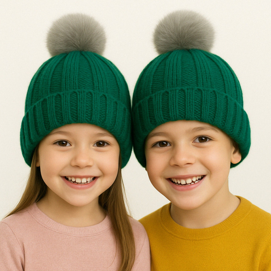 Butelkowa zieleń czapka zimowa dziewiarska