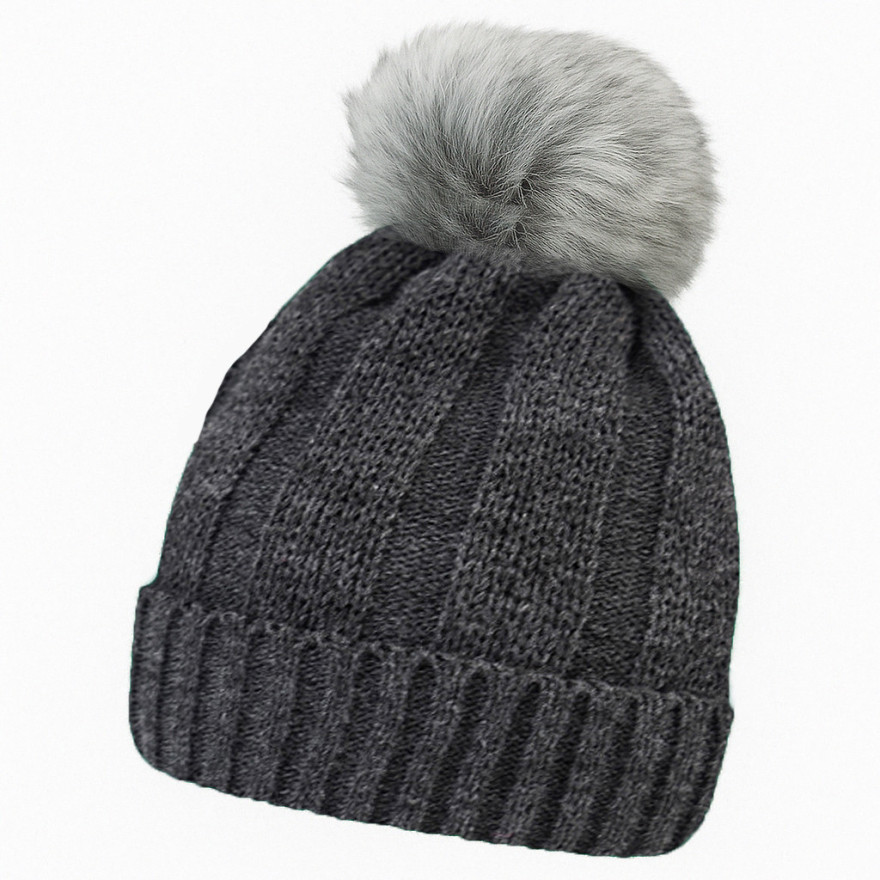 Grafitowa czapka zimowa dziewiarska 