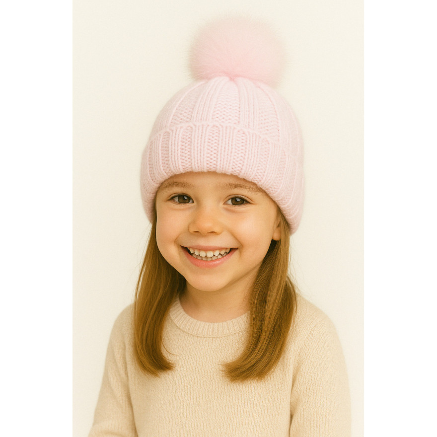 Jasno różowa czapka zimowa dziewiarska