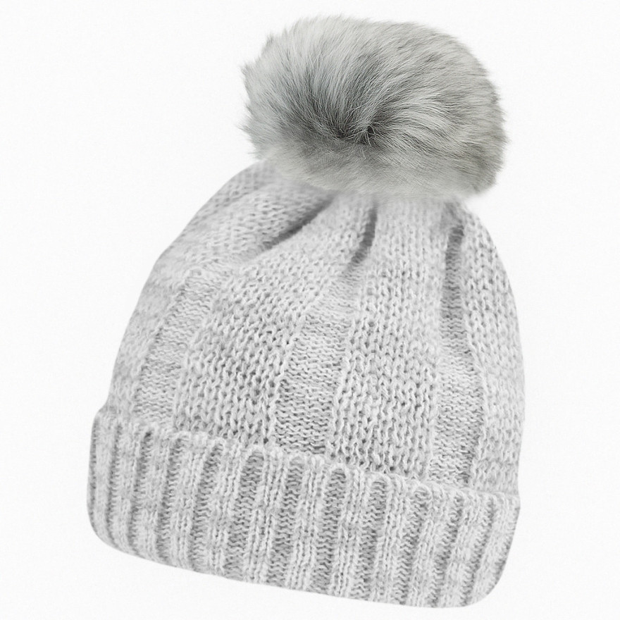 Szary melanż czapka zimowa dziewiarska