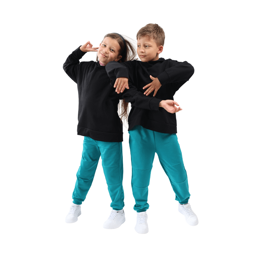 Spodnie dresowe SALTO petrol WZMOCNIONE KOLANA ze ściągaczami i regulacją w pasie