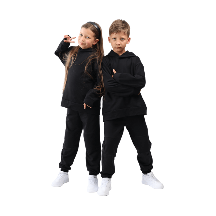 Spodnie dresowe SALTO czarne WZMOCNIONE KOLANA ze ściągaczami i regulacją w pasie