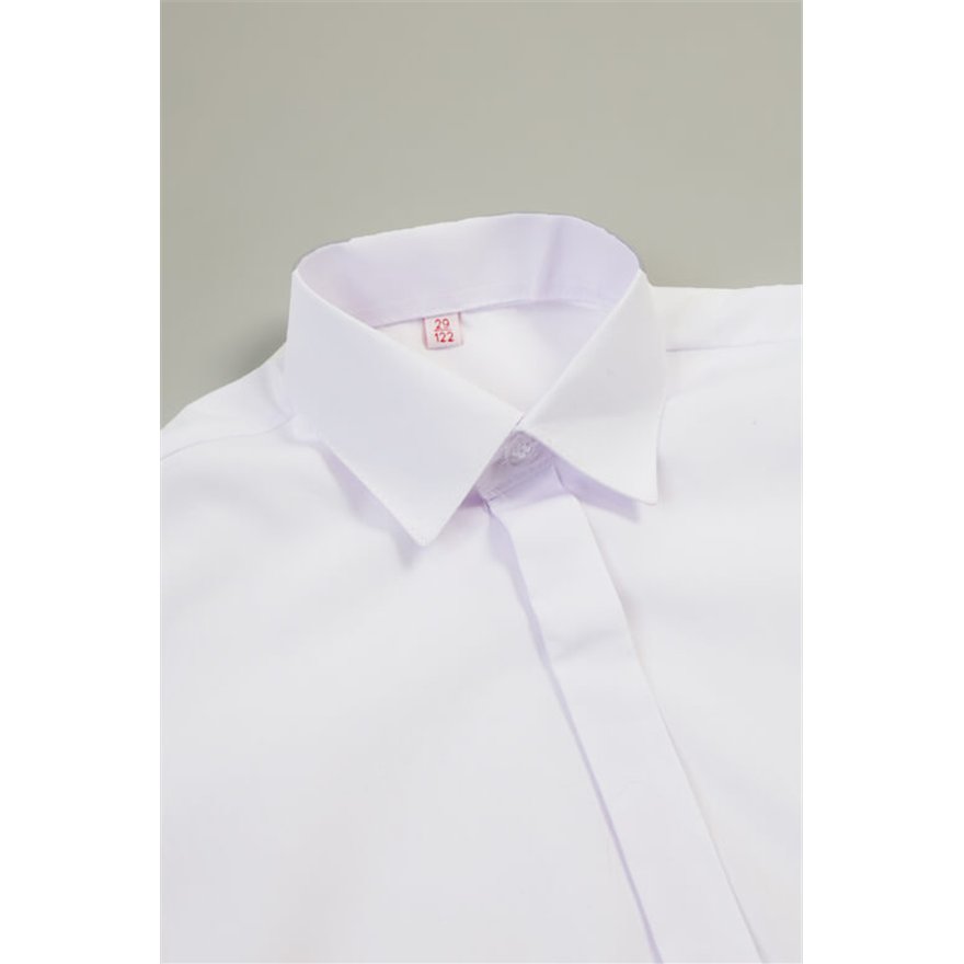 Biała koszula z krótkim rękawem elegancka z krytą plisą szkoła komunia święta