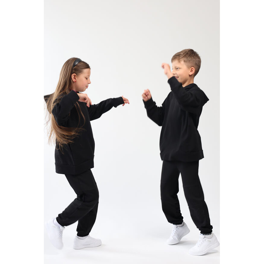 Spodnie dresowe SALTO czarne WZMOCNIONE KOLANA ze ściągaczami i regulacją w pasie