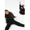 Spodnie dresowe SALTO czarne WZMOCNIONE KOLANA ze ściągaczami i regulacją w pasie