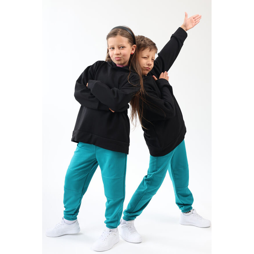 Spodnie dresowe SALTO petrol WZMOCNIONE KOLANA ze ściągaczami i regulacją w pasie