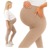 Legginsy ciążowe MAMA beżowe bezuciskowe z...
