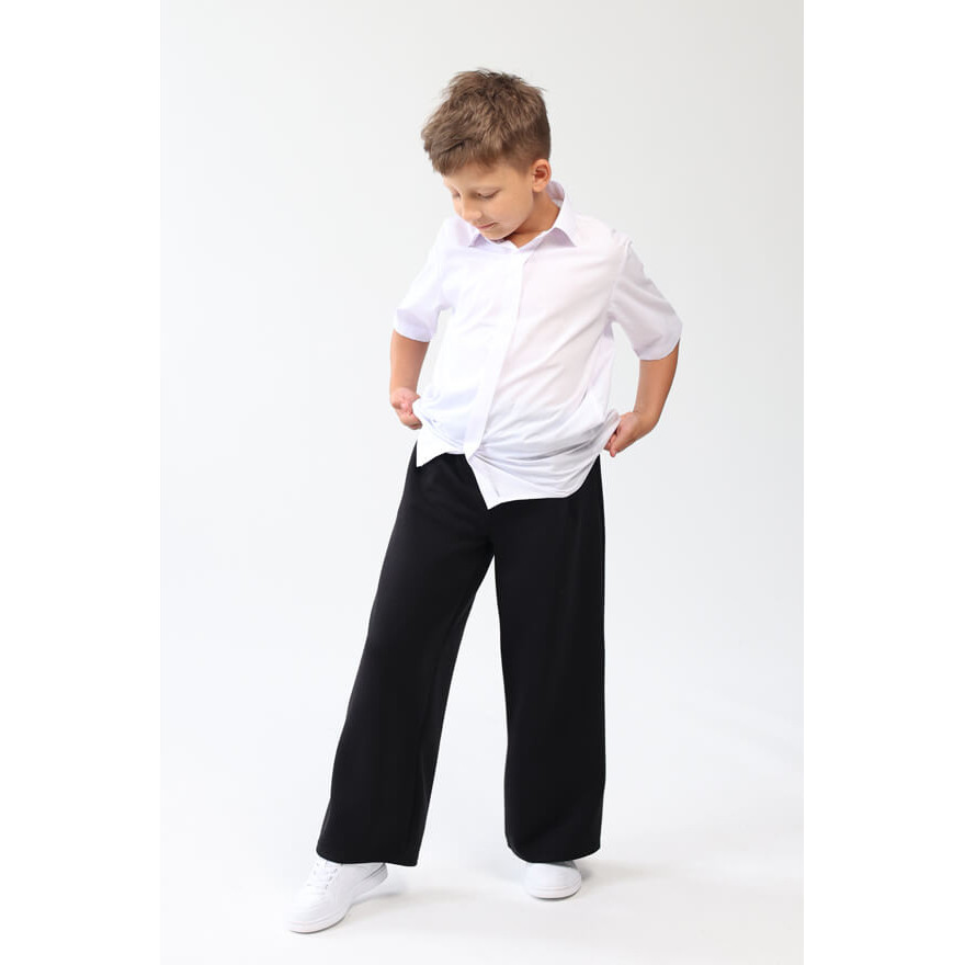 Spodnie eleganckie RICO czarne WIZYTOWE gładkie z prostymi, szerokimi nogawkami regulowane w pasie