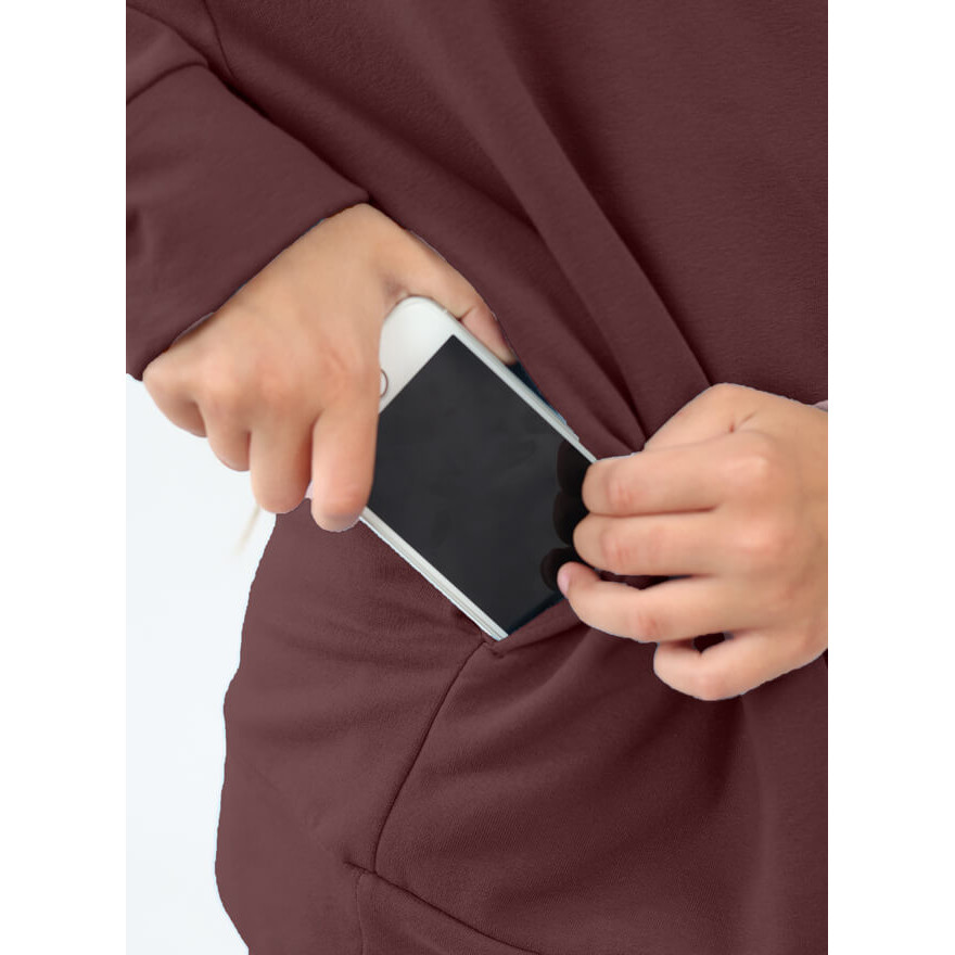 Bluza dresowa BEAT brązowa  NA MESZKU z UKRYTĄ KIESZENIĄ NA TELEFON