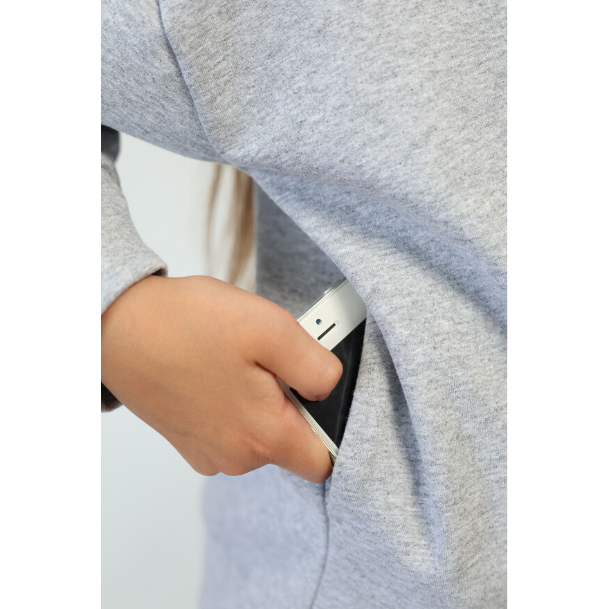 Bluza dresowa BEAT szara NA MESZKU z UKRYTĄ KIESZENIĄ NA TELEFON