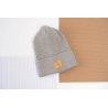 Merino czapka szara 100% wełna podwijana jesień zima