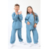 Spodnie dresowe ocieplane MOVE niebieskie NA MESZKU szerokie ze ściągaczami regulowane w pasie
