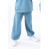 Spodnie dresowe ocieplane MOVE niebieskie NA MESZKU szerokie ze ściągaczami regulowane w pasie