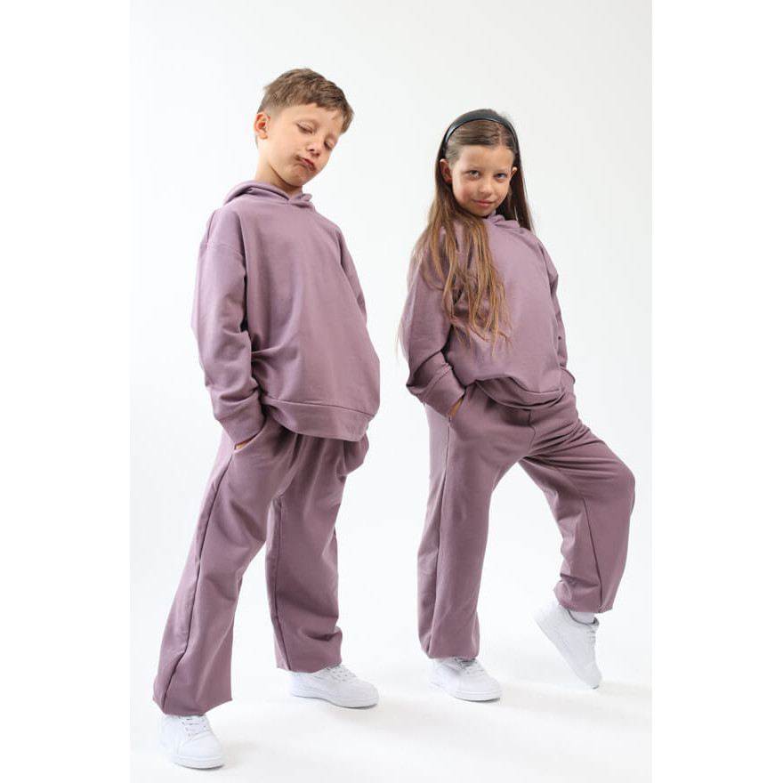 Spodnie dresowe ocieplane MOVE fioletowe NA MESZKU szerokie ze ściągaczami regulowane w pasie